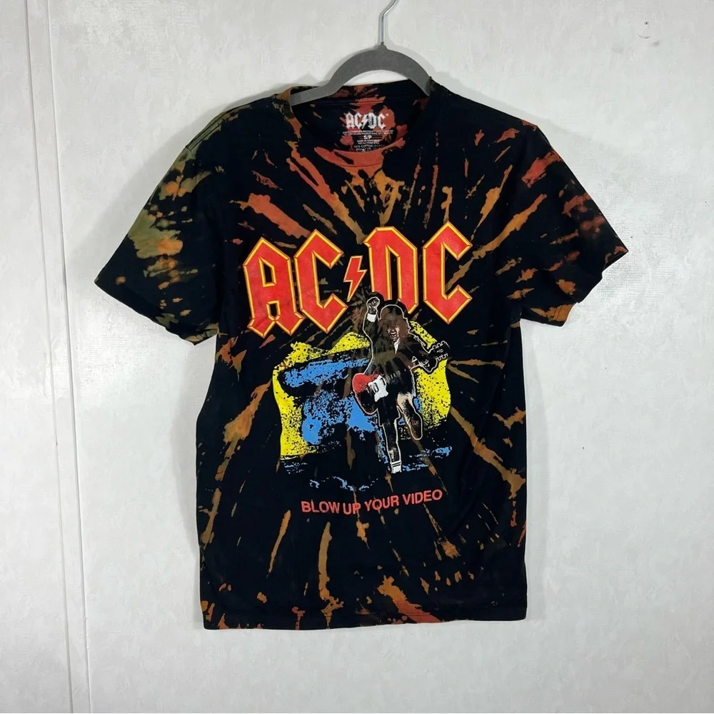 AC/DC Tie-Dye Short Sleeve Tee - Black, Orange, Yellow